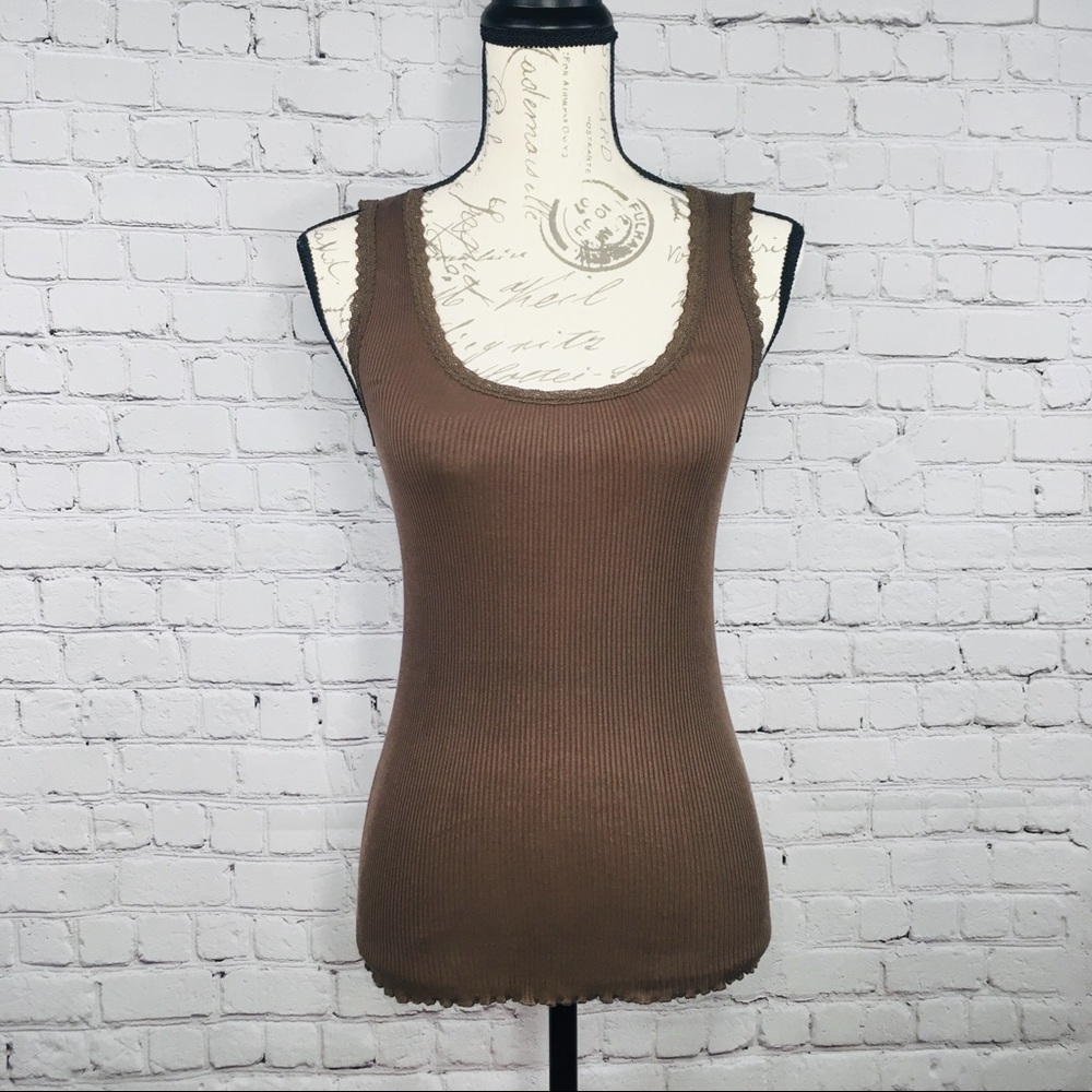 Merona Brown Lace Tank Top Size Medium